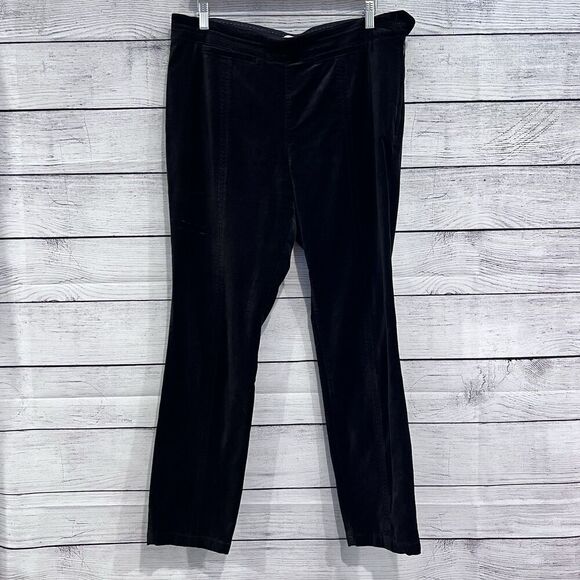 Anthropologie The Essential Velvet Slim Trouser Pants Size 14 Tall Black Velour - Picture 2 of 10